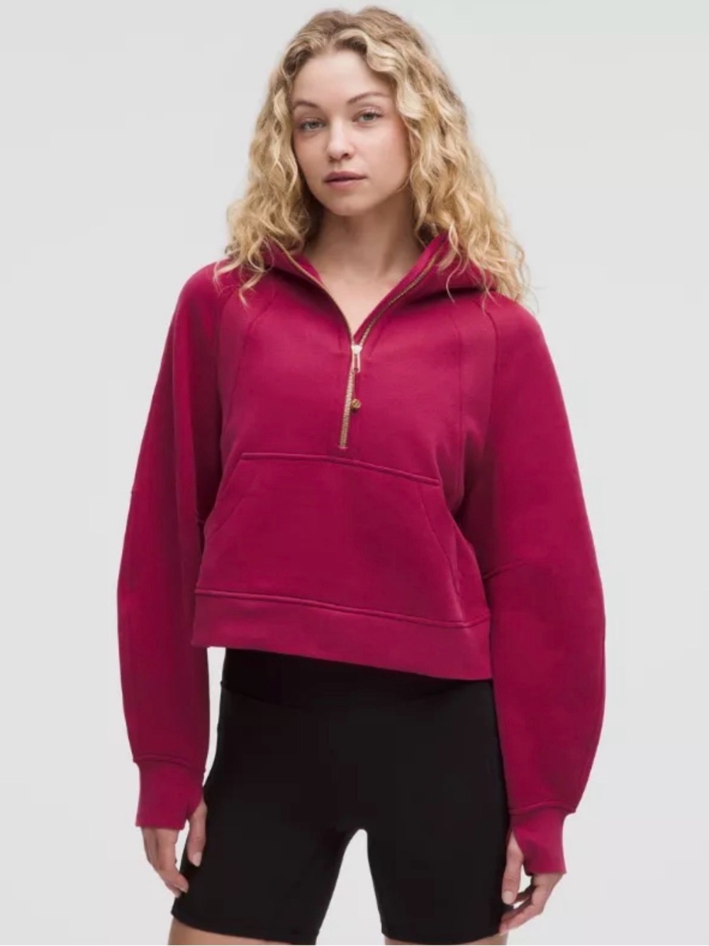 lululemon athletica Cropped Half-Zip Sweatshirt - Raspberry